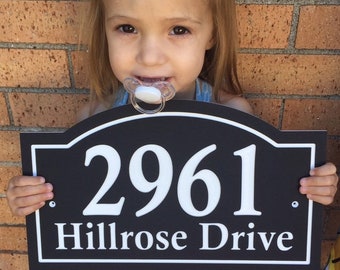 Arched House Number Sign & Street Name Address Plaque 14x8.5"  1/4" King ColorCore