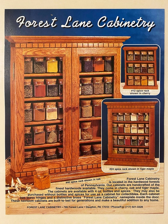 Small Spice Cabinet in Tiger Maple Cherry Oak With 12 Bottles Etsy