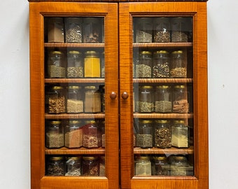 Tiger Maple Spice Cabinet with 40 Bottles