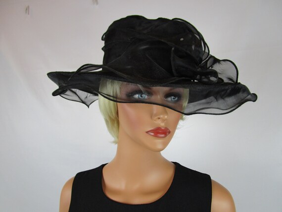 Women's Giovanni Hat Black Sheer Wide 