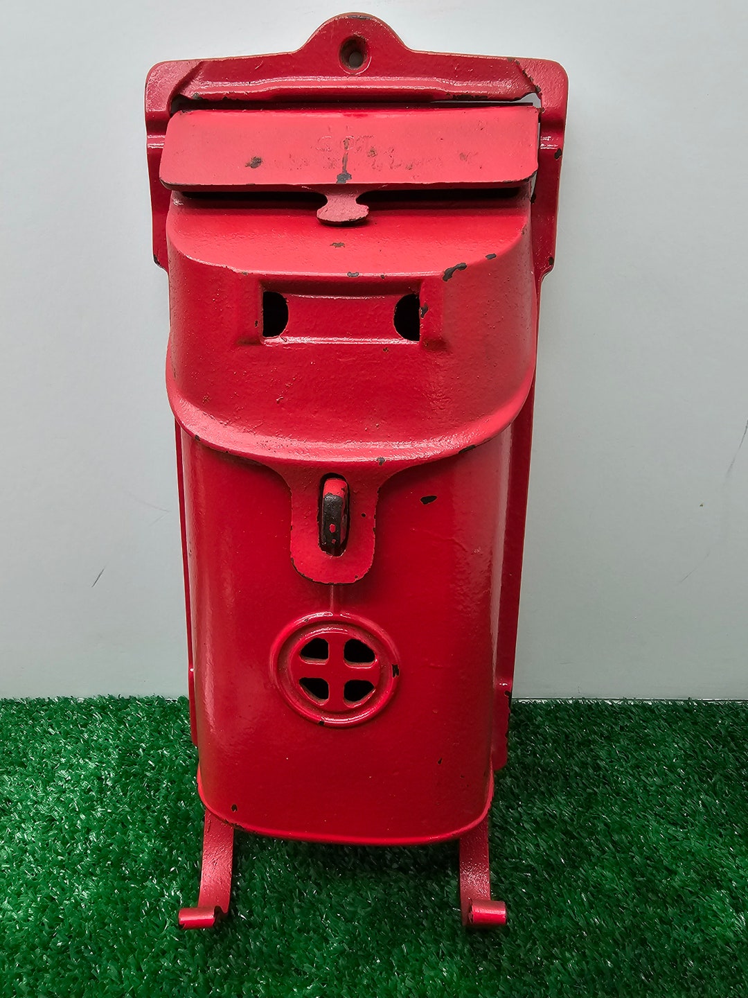 Vintage Griswold Cast Iron Wall Mounted Letter Box Red Etsy
