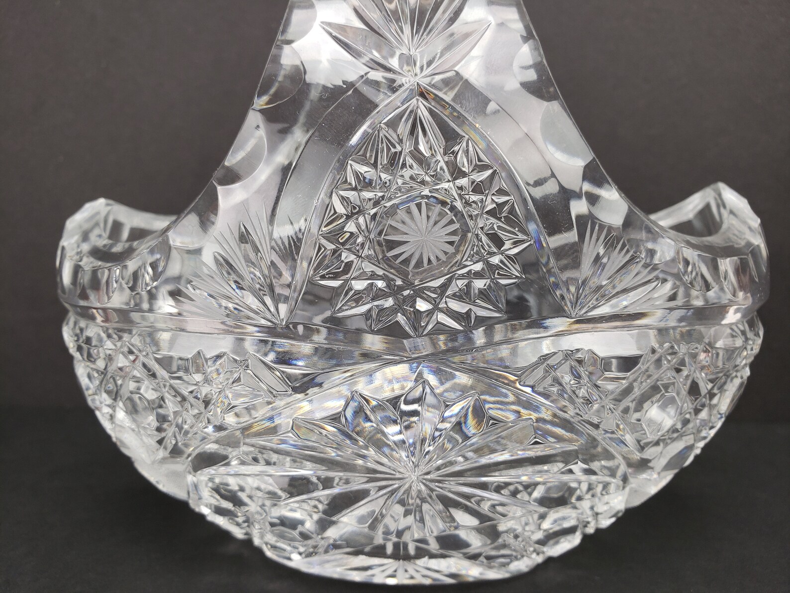 European Cut Glass Crystal Basket Bowl Fruit Candy Wedding Etsy