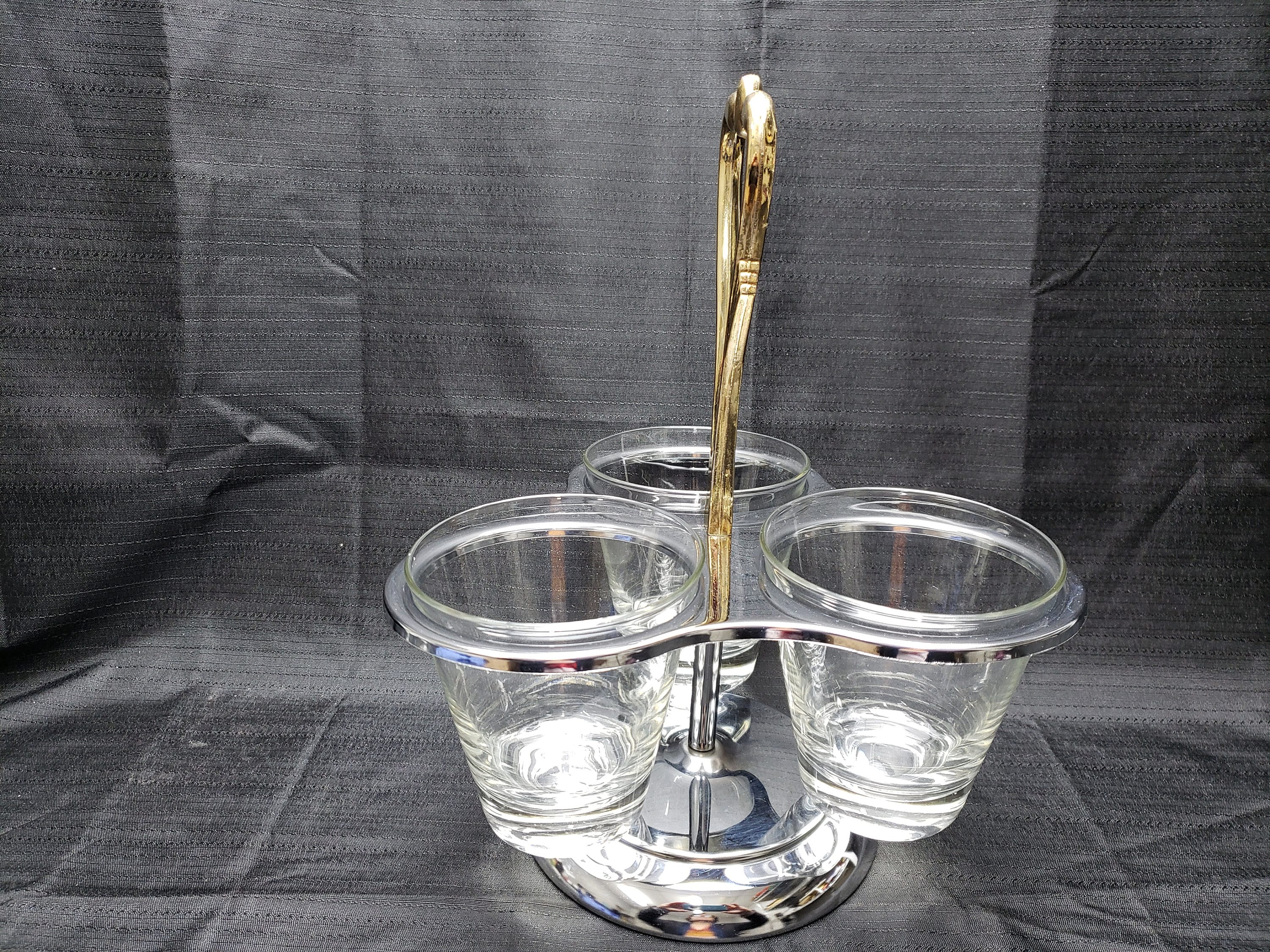 Vintage Kromex 3 Piece Condiment Caddy Lazy Susan Set Two Tone Etsy