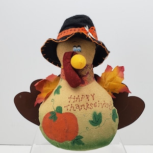 Acción de Acción de Gracias primitivo folk arte estilo turquía tela estante sitter pintado a mano