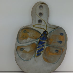 Stoneware Trivet w/ Butterfly Design  Size 8.25&quot; x 11.5&quot; Vintage