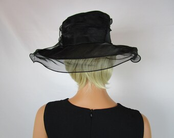 Women's Giovanni Hat Black Sheer Wide 
