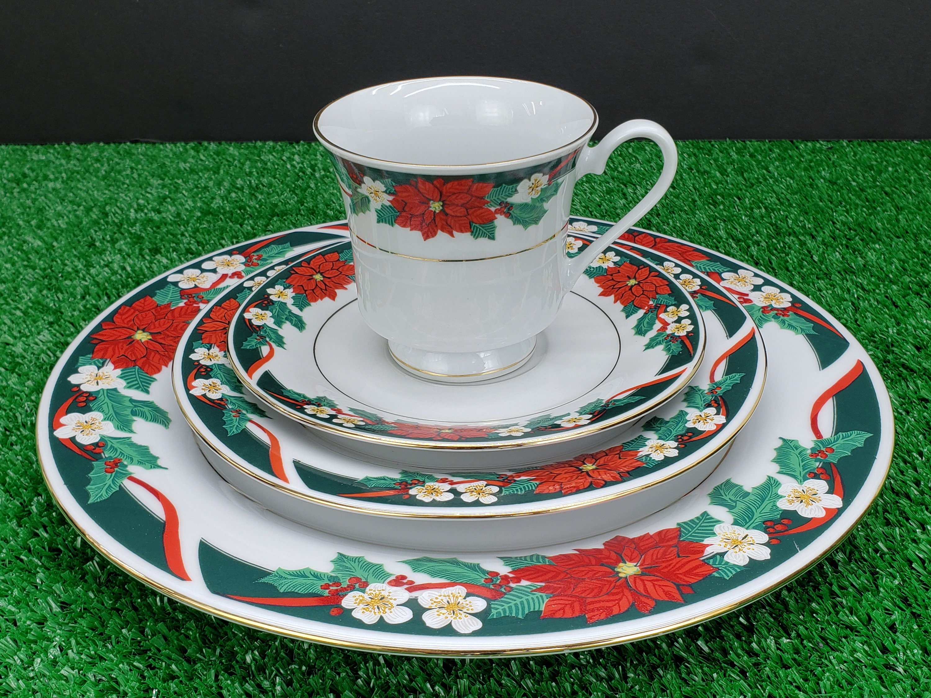 Tienshan Fine China Deck The Halls 4 Place Setting 16 Pieces | Etsy
