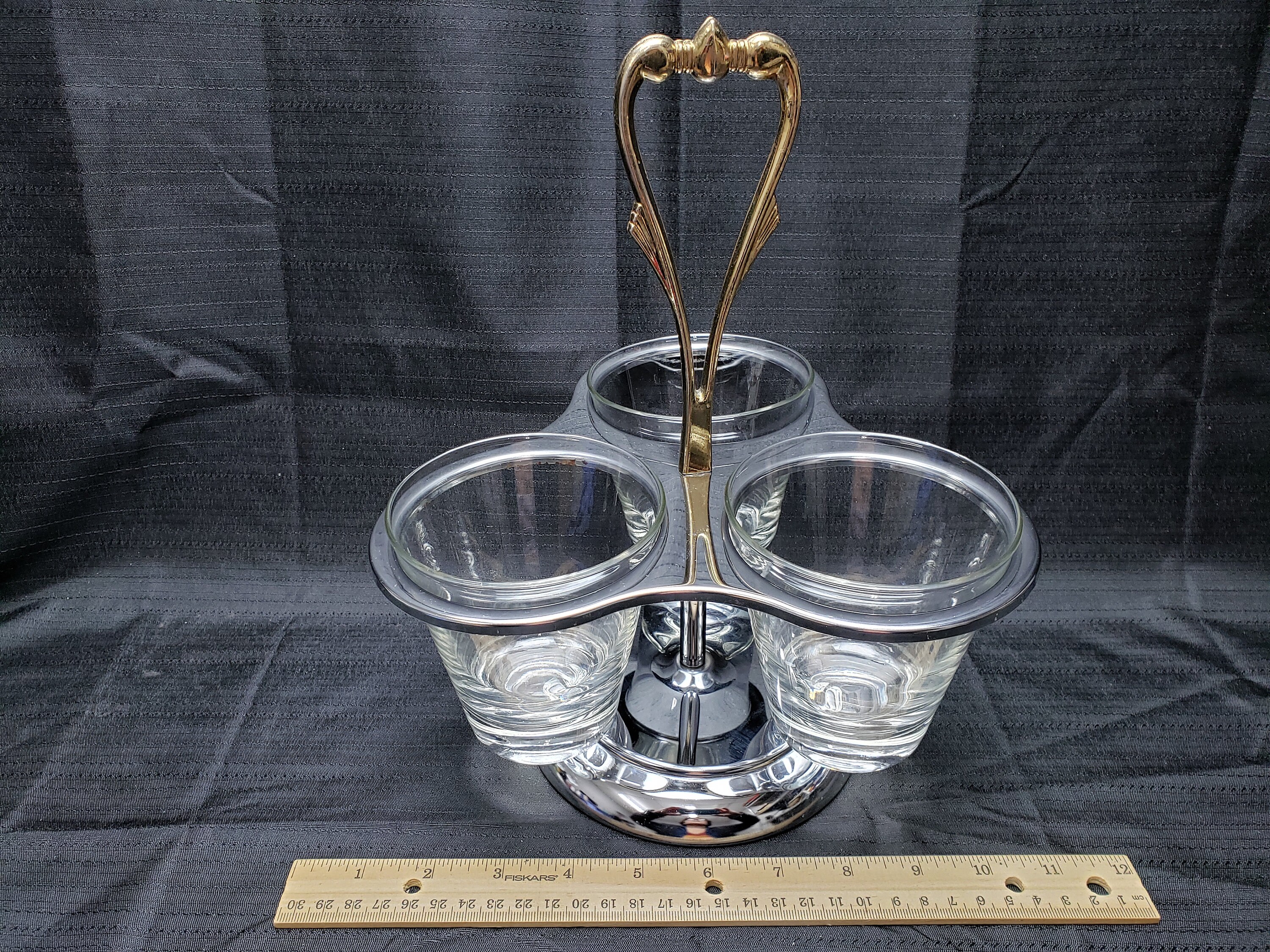 Vintage Kromex 3 Piece Condiment Caddy Lazy Susan Set Two Tone Etsy