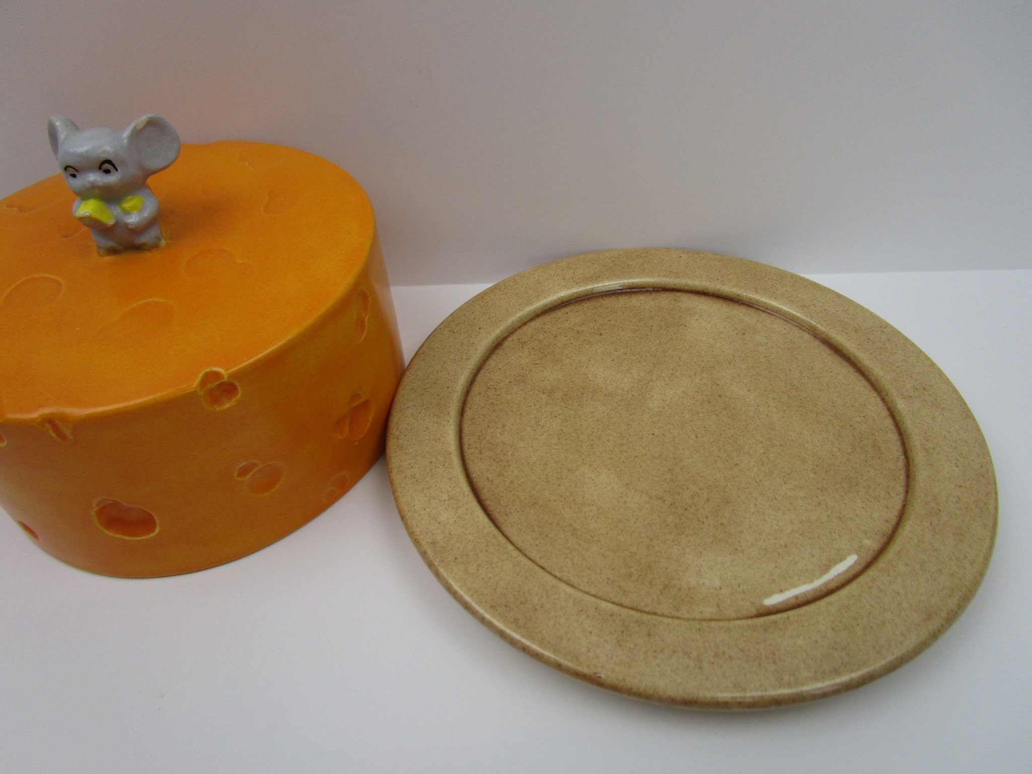 Vintage Covered Cheese Plate Cute Mouse With Cheese Etsy