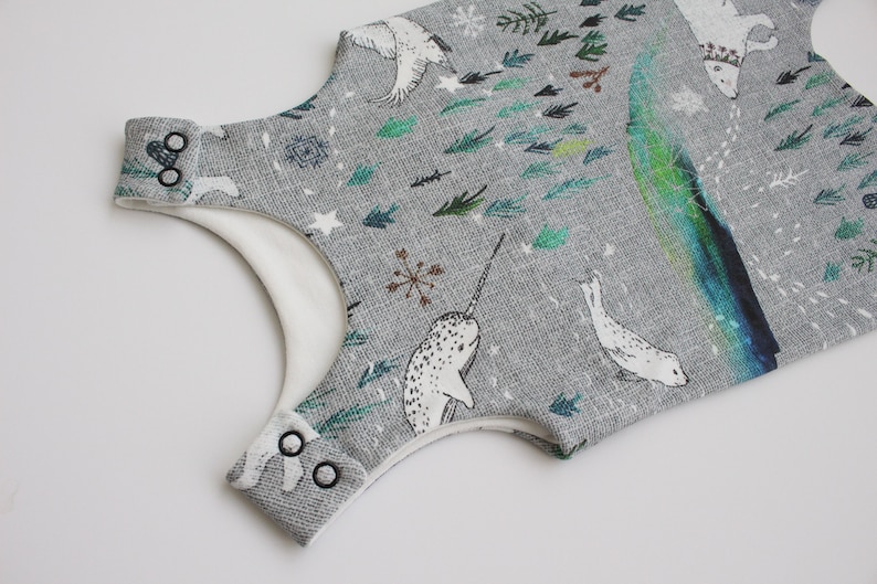 READY TO SHIP by Little Dreamer Arctic Dreaming Organic Harem Romper