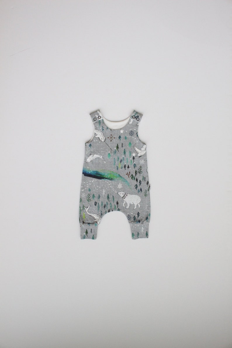 READY TO SHIP by Little Dreamer Arctic Dreaming Organic Harem Romper