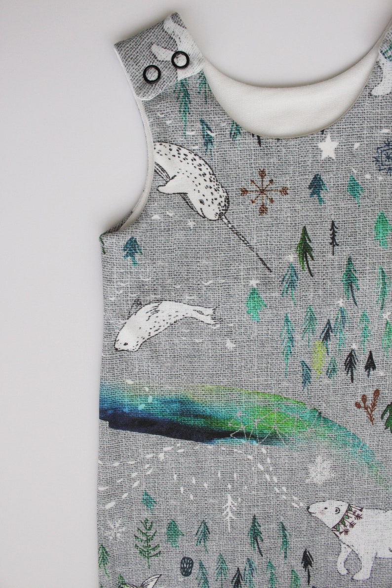 READY TO SHIP by Little Dreamer Arctic Dreaming Organic Harem Romper