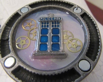 Doctor Who Tardis Pocket Watch with Gears Necklace