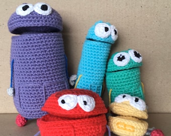 Storybots soft toy crochet pattern US / UK Left and right hand versions