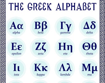 Greek Alphabet poster A4 A3 download