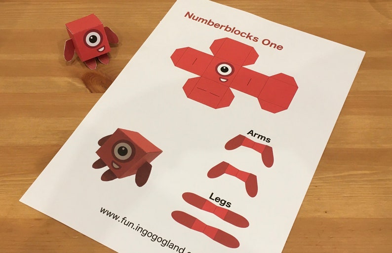 numberblocks one printable paper toy origami template etsy