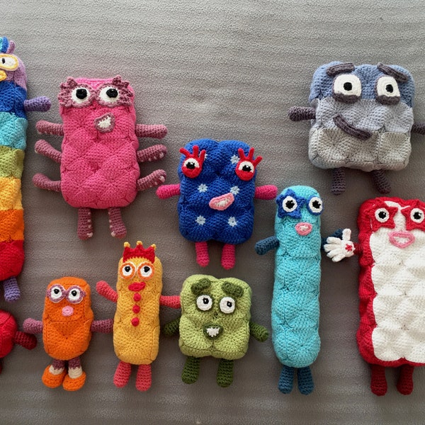 Numberblocks 1-10 Crochet Pattern for soft toys UK / Right Handed