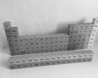 DIY Periodic Table Wooden Blocks Printable Template (black and white version)