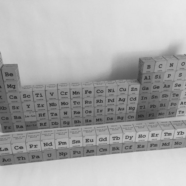 DIY Periodic Table Wooden Blocks Printable Template (black and white version)