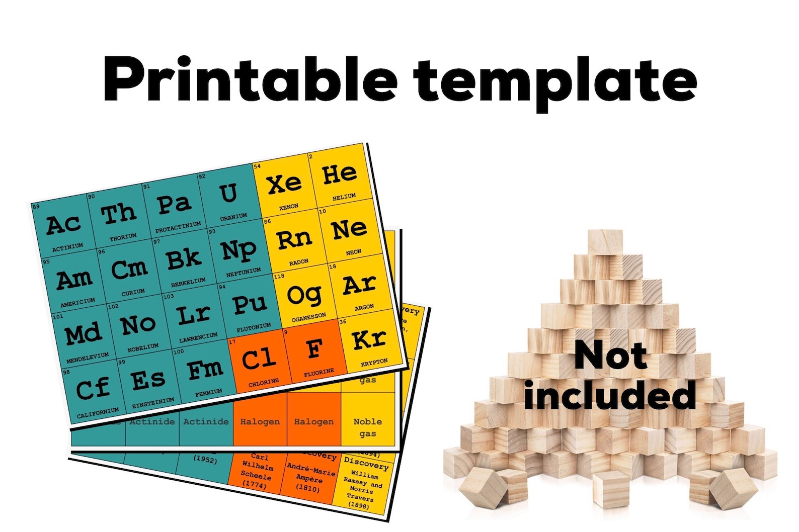 DIY Periodic Table Wooden Blocks Printable Template - Etsy