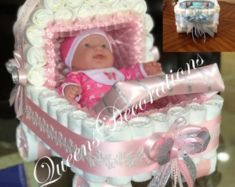 how to make a diaper carriage centerpiece
