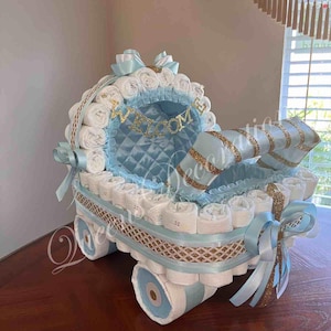 Elegant Diaper Stroller/ Baby Blue and Silver Diaper Stroller/ Cute Diaper Carriage/ Unique Baby Shower Gift imagen 19