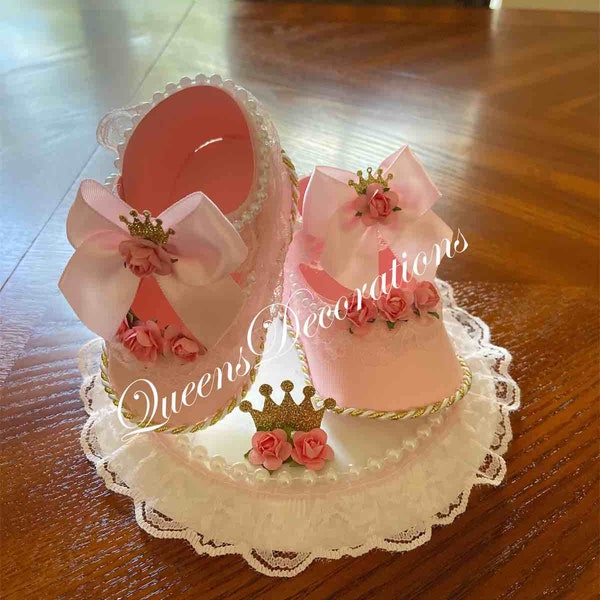 Cake Topper Shoe / Beautiful Pink and Gold Cake Topper/Girl Baby Shower/ Cake Decorations/ Baby Shower Centerpiece.