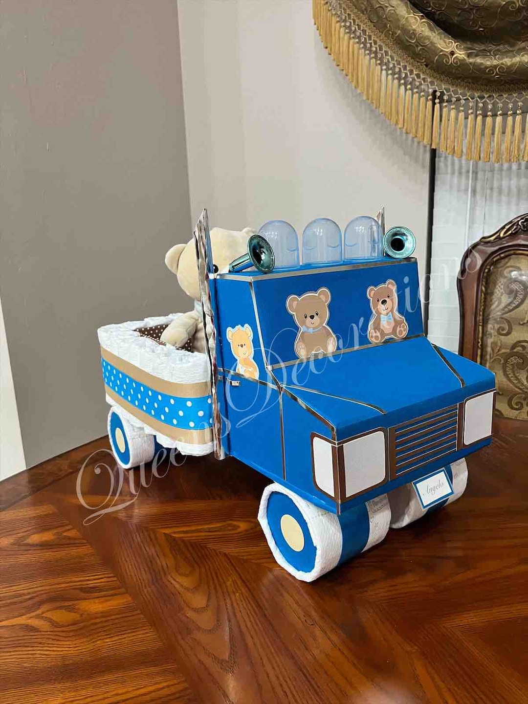 Diaper Truck/ Original Baby Shower Centerpiece/ Boy Baby Shower/ Diaper
