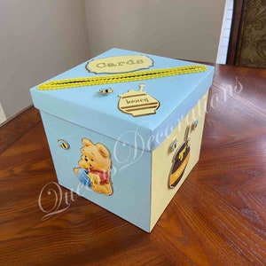 Boîte à cartes de baby shower Winnie l'ourson/porte-cartes d'invité/boîte de jeux de baby shower/baby shower Winnie l'ourson.