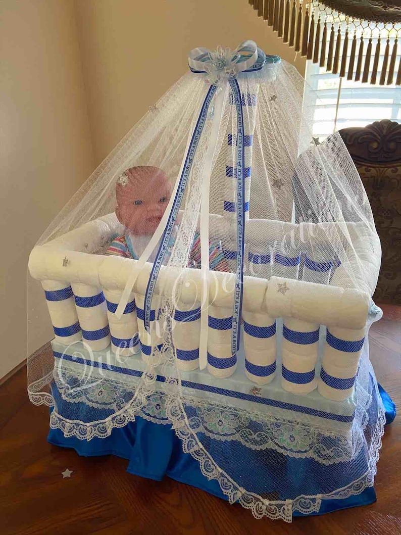 Original Diaper Crib/ Unique Centerpiece/ Elegant Baby Shower/ Etsy