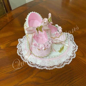 Ballerina Cake Topper Shoes/ Shoe Cake Topper/ Pink and Silver - Etsy