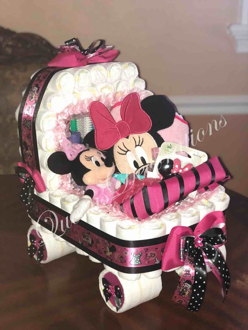 Stroller Diaper Cake/ Elegant Centerpiece/ Girl Baby Shower/ Etsy