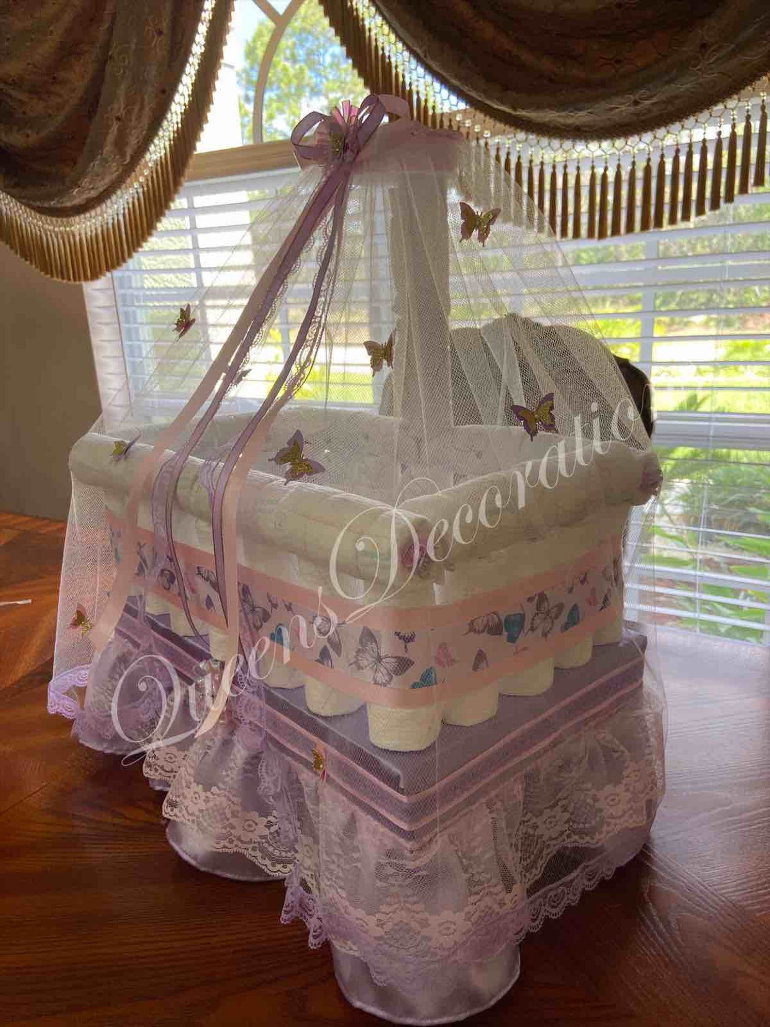 Elegant Diaper Crib/ Girl Baby Shower/ Beautiful Pink and Etsy