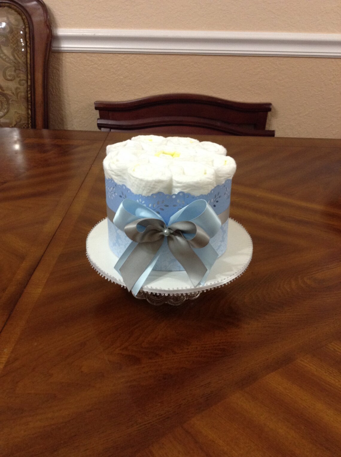 Mini Diaper Cake/ Elegant Centerpiece for Boy Baby Shower/ Etsy