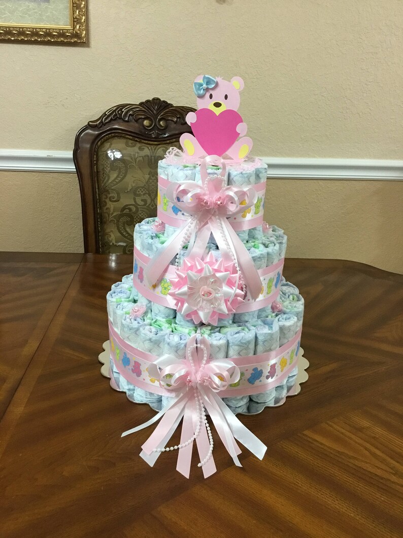 Care Bear Baby Shower/ Girl Diaper Cake/ Elegant Diaper Cake/ Etsy