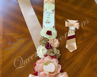 Autumn Baby Shower / Little Pumpkin/ Maternity Sash/ Girl Baby Shower/ Autumn Themed Baby Shower/Set of Mommy and Daddy Pin