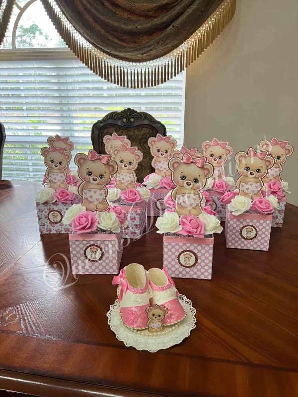 Set of 4 Baby Shower Table CenterPieces/ Floral Box Centerpieces with CardStock Cut Out/ Customizable Centerpieces for Baby Shower/Set of 4.
