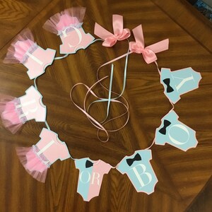 Gender Reveal Party Banner / Boy or Girl? Banner / Pink and Blue Onesie Banner / Gender Reveal Party.
