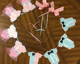 Gender Reveal Party Banner / Boy or Girl? Banner / Pink and Blue Onesie Banner / Gender Reveal Party.