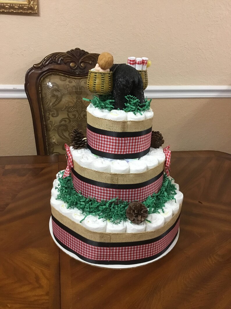 Camping Theme Diaper Cake/ 3 Tier Diaper Cake/ Boy Baby Etsy