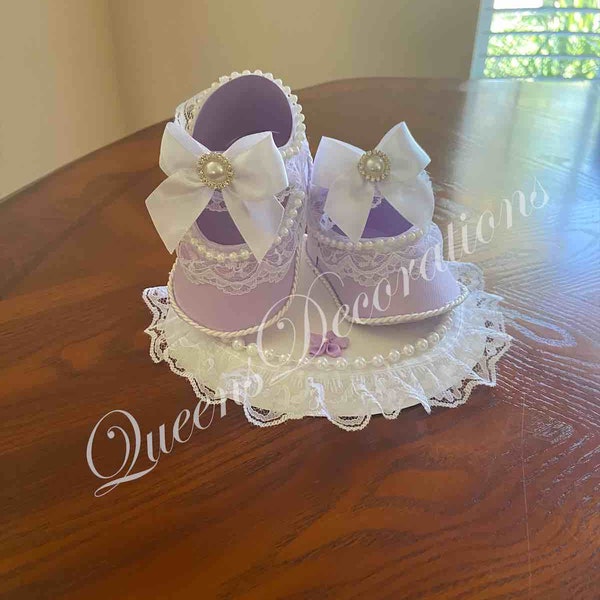 Lavender Shoe Cake Topper/Unique Cake Topper/Cute Paper Shoes/Elegant Shoes / Girl Baby Shower / Favors Shoes/ Girl Baby Shower/Favors.