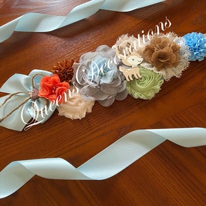 Mommy to Be Sash/ Woodland Baby Shower Theme/ Ser Mommy Sash and Daddy To Be  Pin/ Boy Baby Shower.
