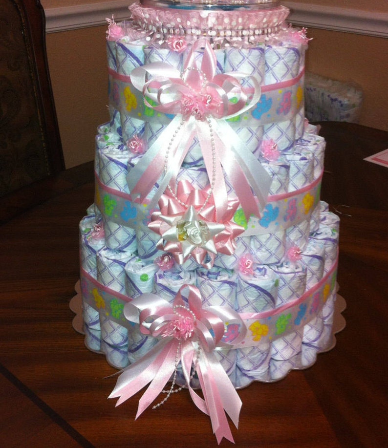Care Bear Baby Shower Girl Or Boy Diaper Cake Elegant Twins Centerpiece Gift Three Tier Theme