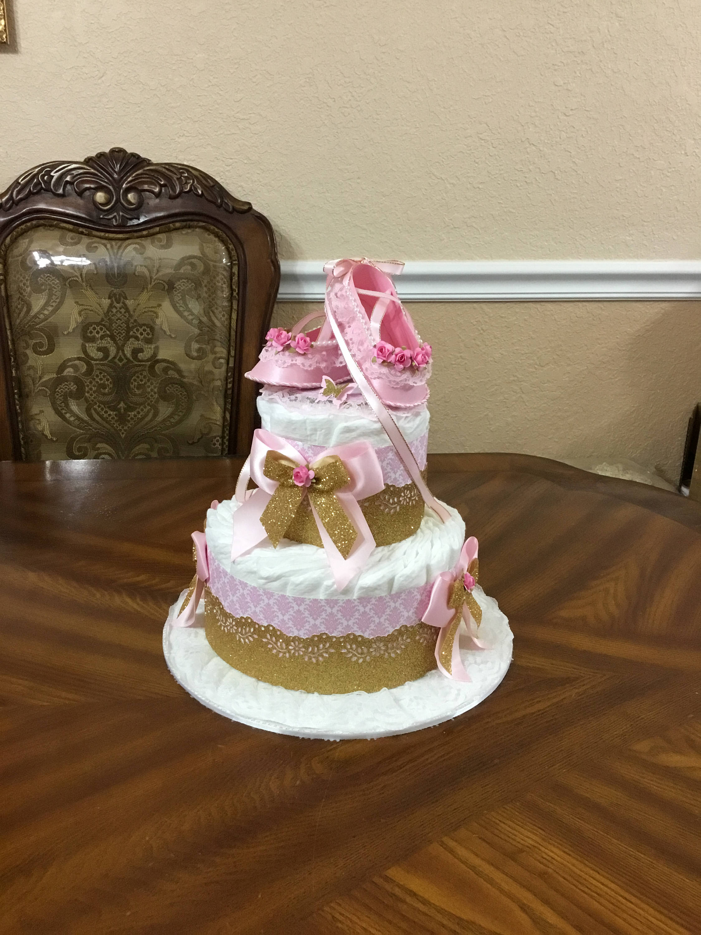 Ballerina Diaper Cake/ Elegant Baby Shower/ Pink and Gold Baby Etsy