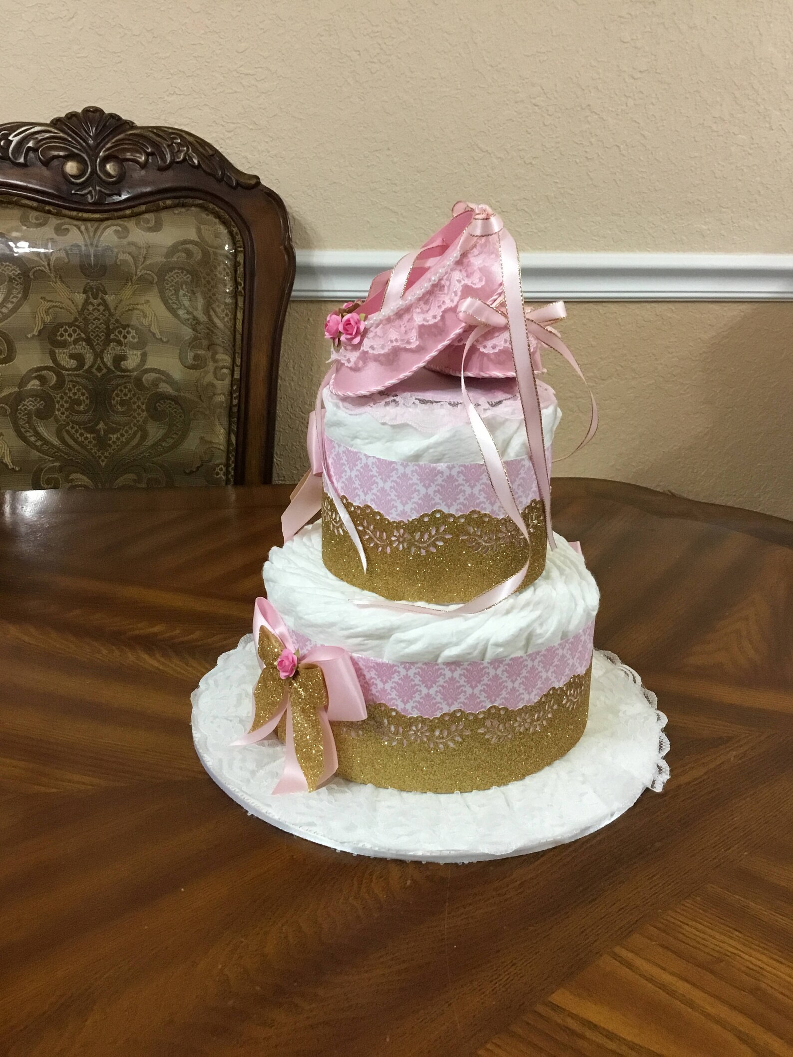 Ballerina Diaper Cake/ Elegant Baby Shower/ Pink and Gold Baby Etsy