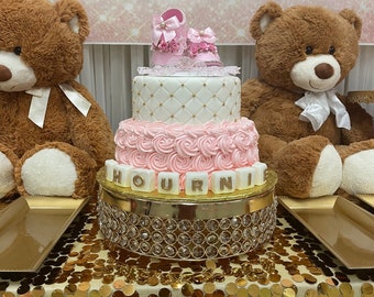 Elegant Cake Topper/ Beautiful Pink and Gold Cake Topper/Girl Baby Shower/ Cake Decorations/ Baby Shower Centerpiece.
