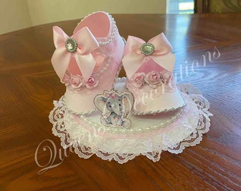 Cake Topper Shoe/ Cute Centerpiece / Pink Baby Shower/ Elephant Theme Party/ Centerpiece Shoe/Favors