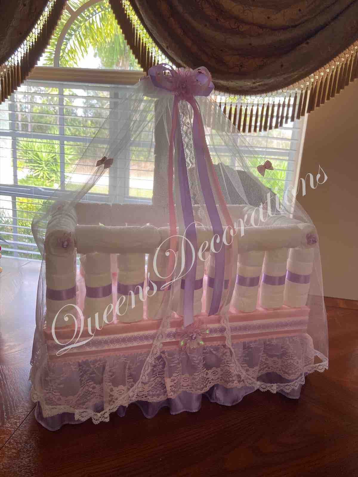 Elegant Diapers Crib / Beautiful Pink Crib/ Baby Girl Crib/ Etsy