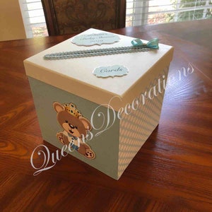 Boîte à cartes/Baby Shower pour garçon/Baby Shower sur le thème des ours en peluche.
