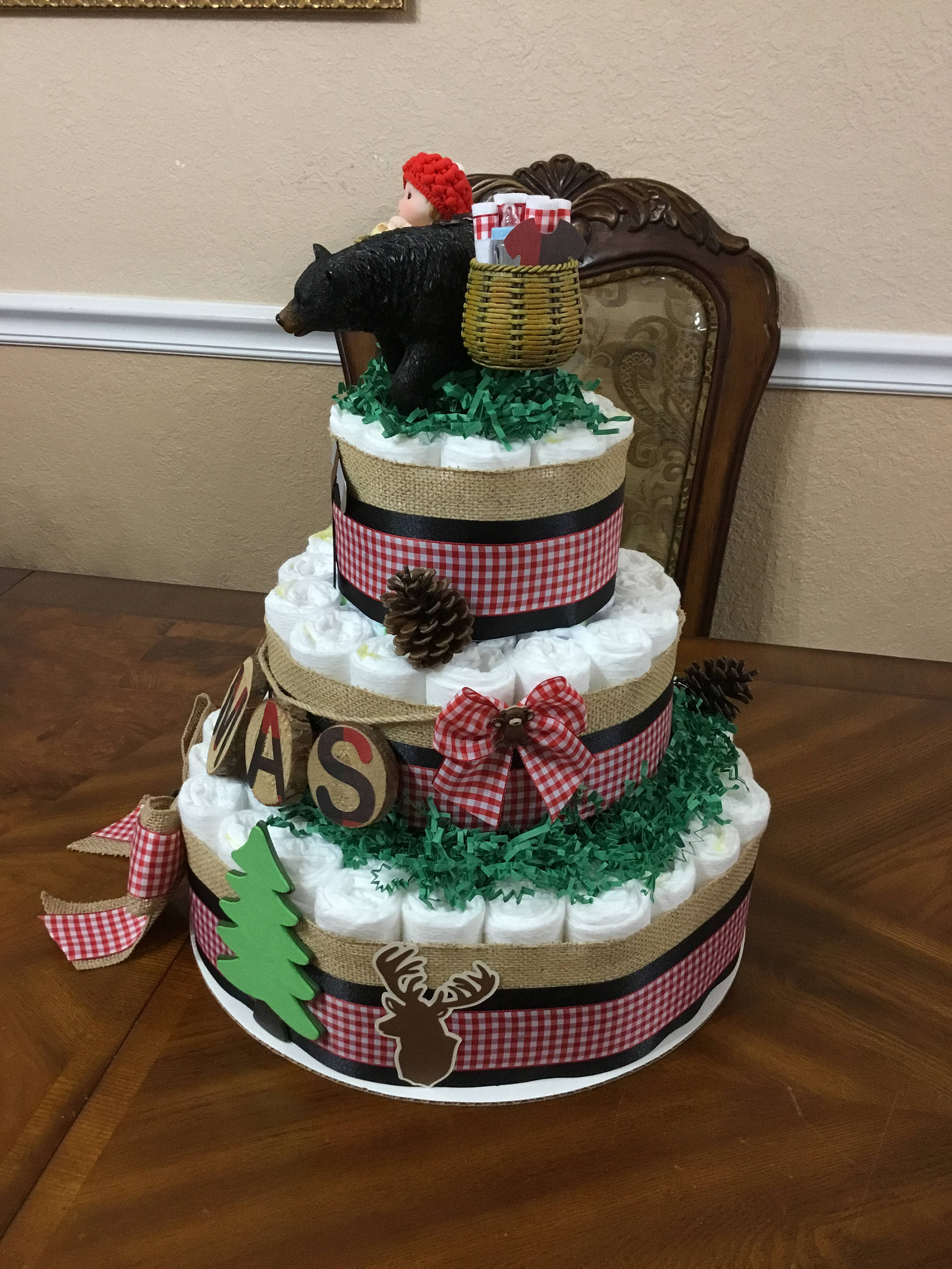 Camping Theme Diaper Cake/ 3 Tier Diaper Cake/ Boy Baby Etsy